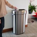 23 gal Semi-Round Open Top Trash Can in Stainless Steel 