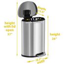 13.2 gal Semi-Round Step Trash Can with Odor Filter in Stainless Steel 