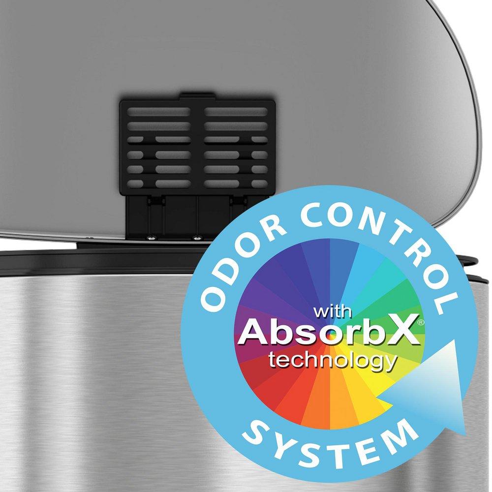 13.2 gal Semi-Round Step Trash Can with Odor Filter in Stainless Steel 