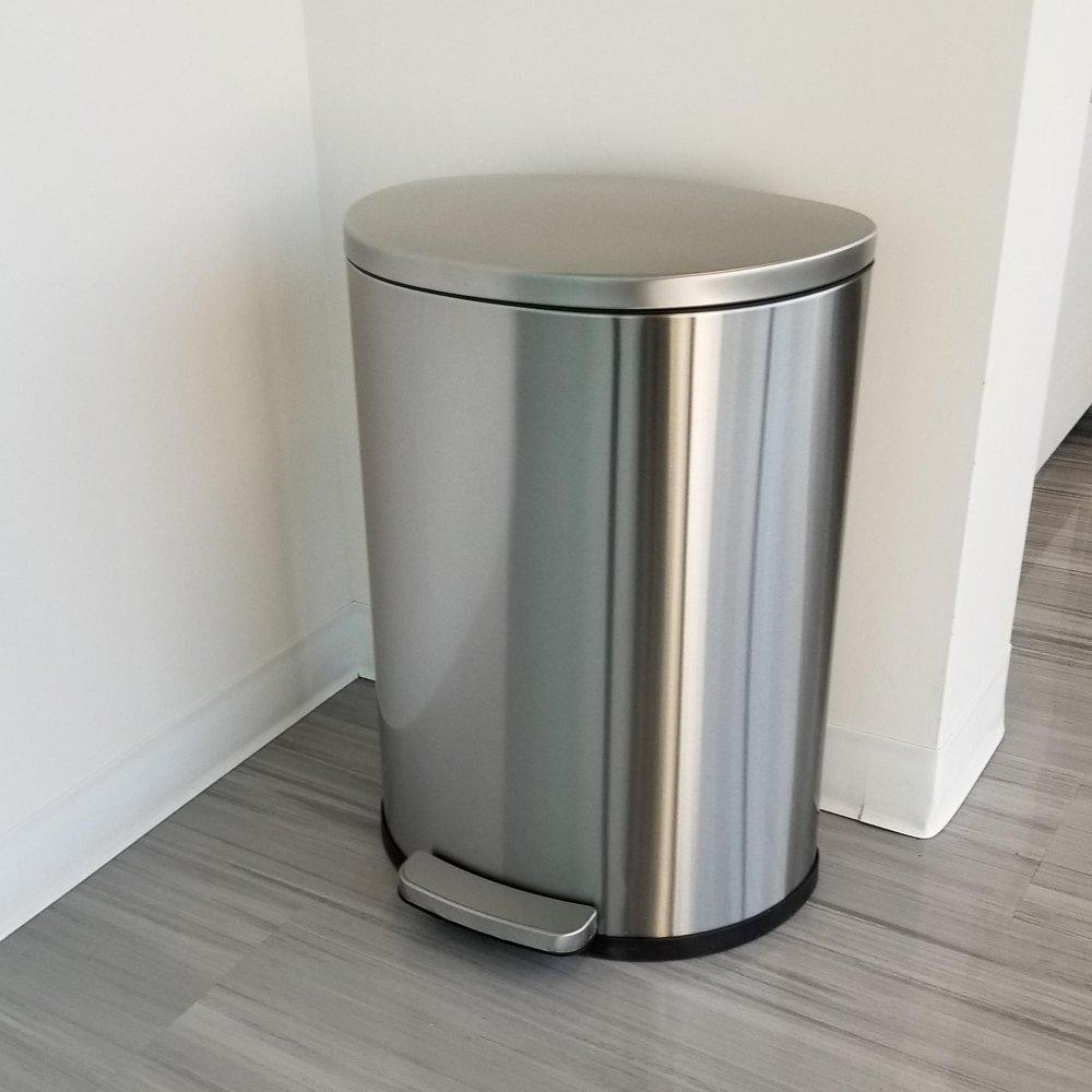 13.2 gal Semi-Round Step Trash Can with Odor Filter in Stainless Steel 