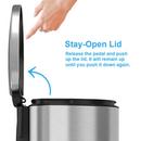 13.2 gal Semi-Round Step Trash Can with Odor Filter in Stainless Steel 