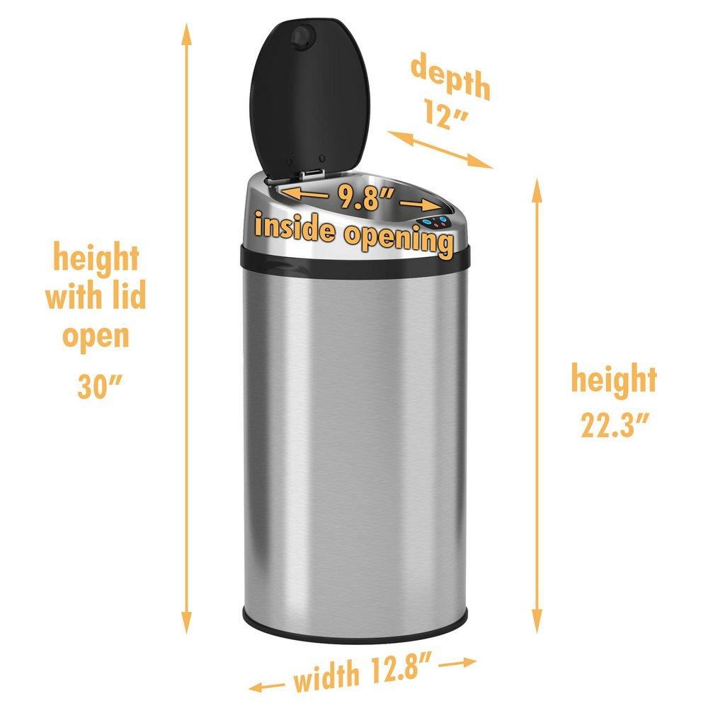 8 gal Round Sensor Trash Can with Odor Filter in Stainless Steel 