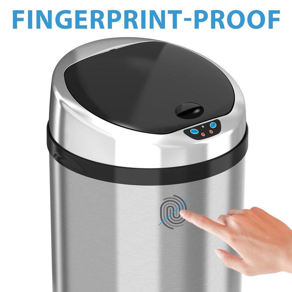 8 gal Round Sensor Trash Can with Odor Filter in Stainless Steel 