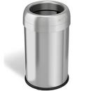 13 gal Round Open Top Trash Can with Dual Odor Filters in Stainless Steel 