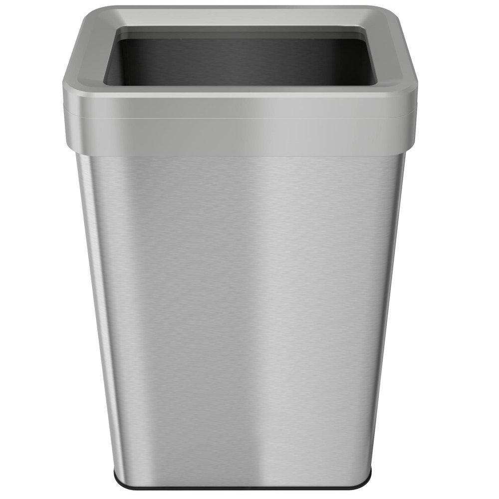 21 gal Rectangular Open Top Trash Can with Dual Odor Filters in Stainless Steel 