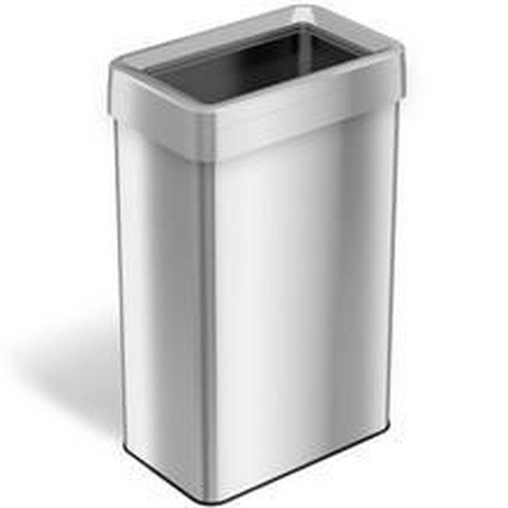 21 gal Rectangular Open Top Trash Can with Dual Odor Filters in Stainless Steel 