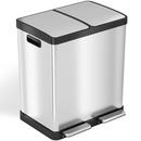 16 gal Combo Step Trash Can and Recycle Bin with Dual Odor Filters in Stainless Steel