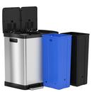 16 gal Combo Step Trash Can and Recycle Bin with Dual Odor Filters in Stainless Steel 