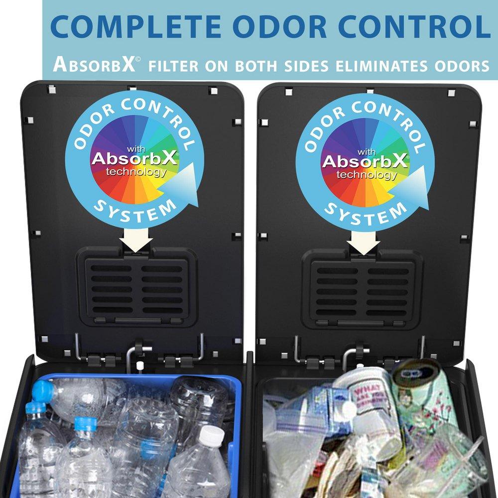 16 gal Combo Step Trash Can and Recycle Bin with Dual Odor Filters in Stainless Steel 