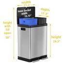 16 gal Combo Step Trash Can and Recycle Bin with Dual Odor Filters in Stainless Steel 