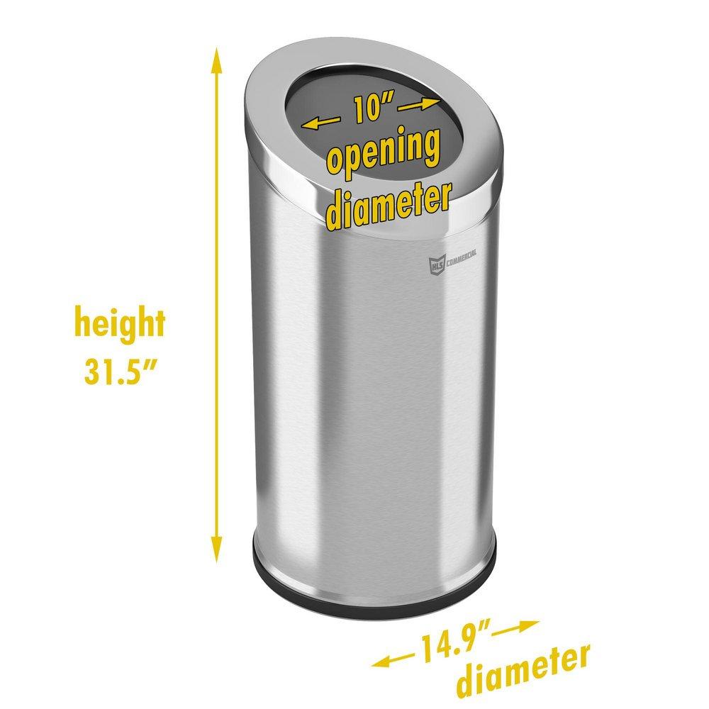 15 gal Round Beveled Open Top Trash Can with Inner Bucketin Stainless Steel 