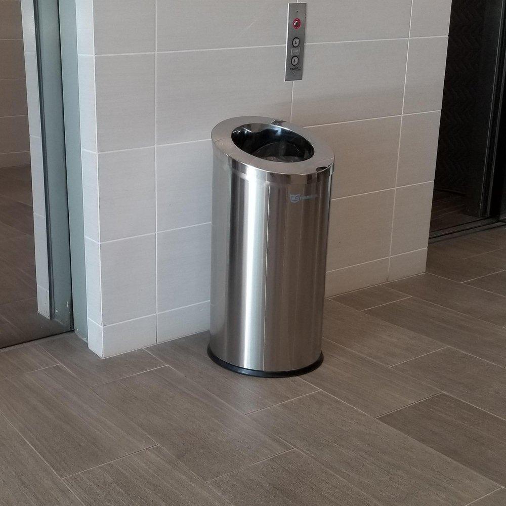 15 gal Round Beveled Open Top Trash Can with Inner Bucketin Stainless Steel 