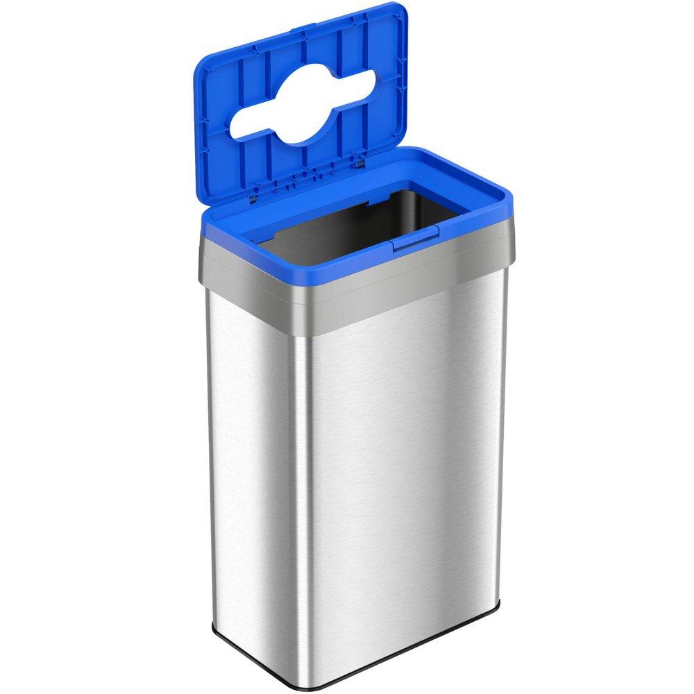 21 gal Rectangular Open Top Recycle Bin with Dual Odor Filters in Stainless Steel 