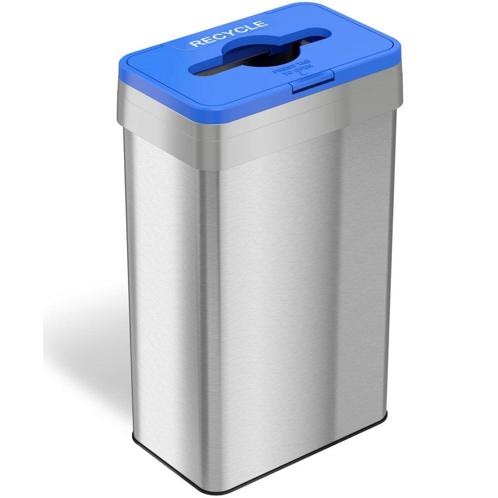 21 gal Rectangular Open Top Recycle Bin with Dual Odor Filters in Stainless Steel 