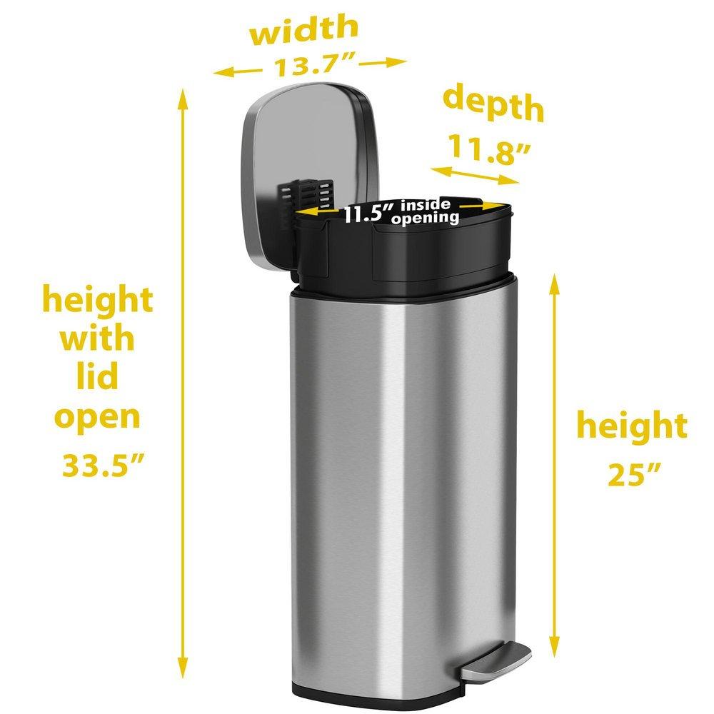 8 gal Step Trash Can with Odor Filter in Stainless Steel 