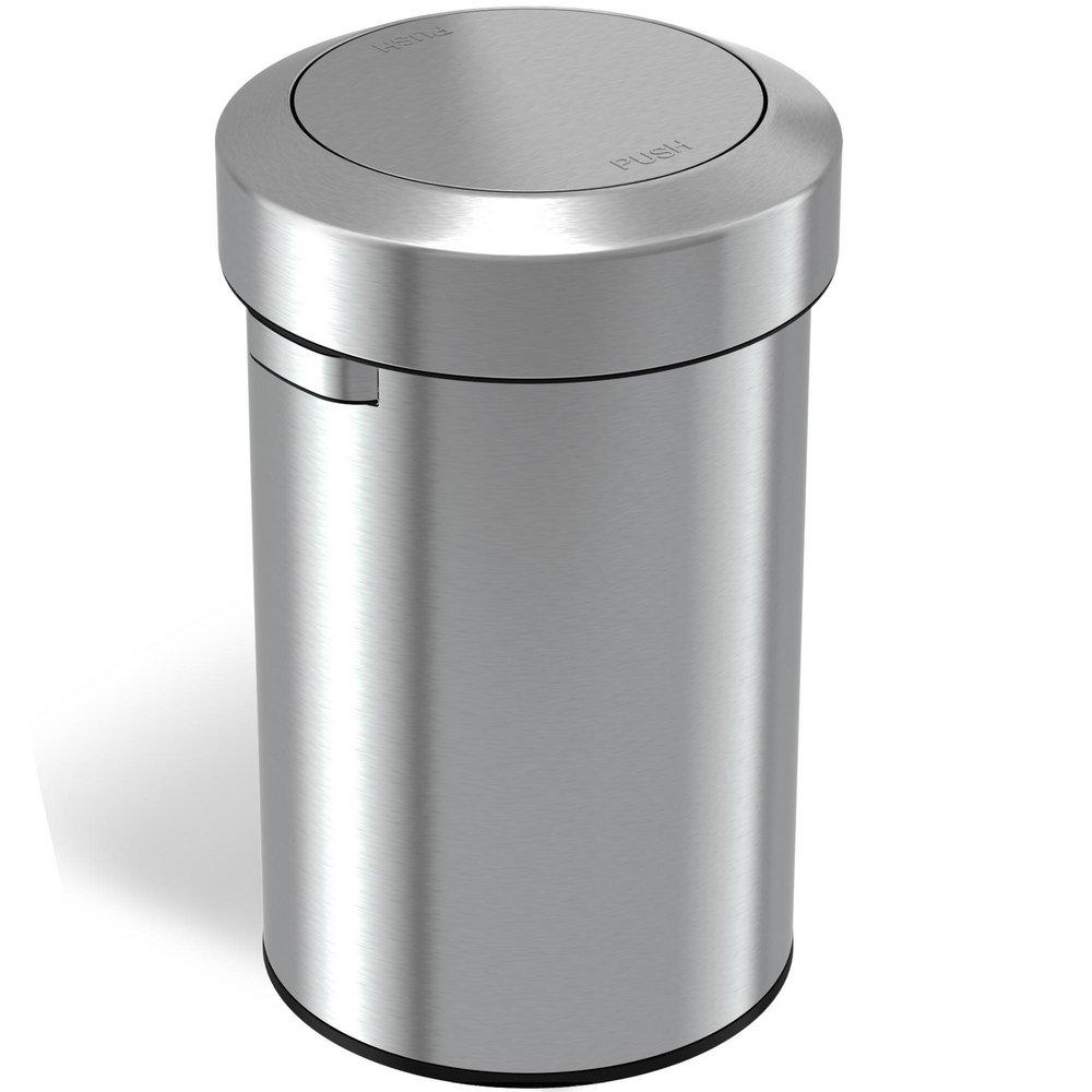 17 gal Round Swing Top Trash Can in Stainless Steel 