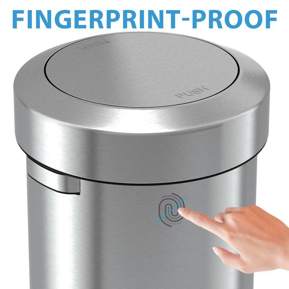 17 gal Round Swing Top Trash Can in Stainless Steel 