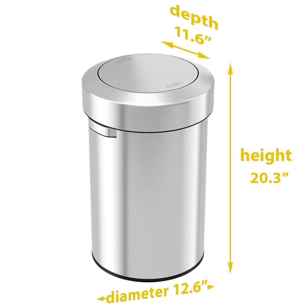 17 gal Round Swing Top Trash Can in Stainless Steel 