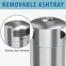 50 gal Round Open Top Indoor Trash Can with Removable Ashtray in Stainless Steel 