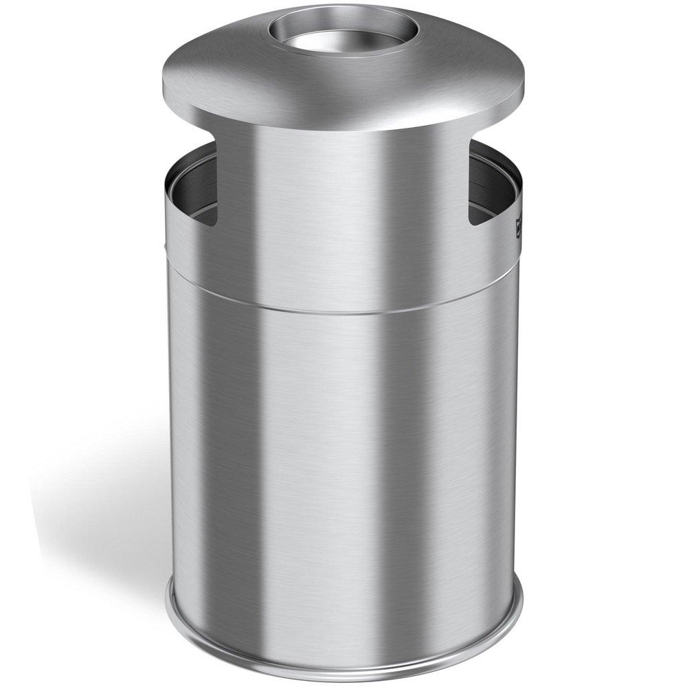 50 gal Round Open Top Indoor Trash Can with Removable Ashtray in Stainless Steel 