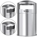 50 gal Round Open Top Indoor Trash Can with Removable Ashtray in Stainless Steel