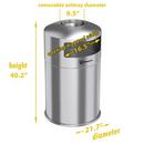 50 gal Round Open Top Indoor Trash Can with Removable Ashtray in Stainless Steel 
