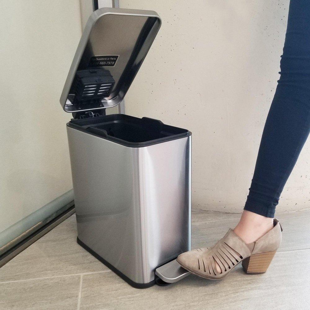 3 gal Slim Step Pedal Trash Can with Odor Filter in Stainless Steel 