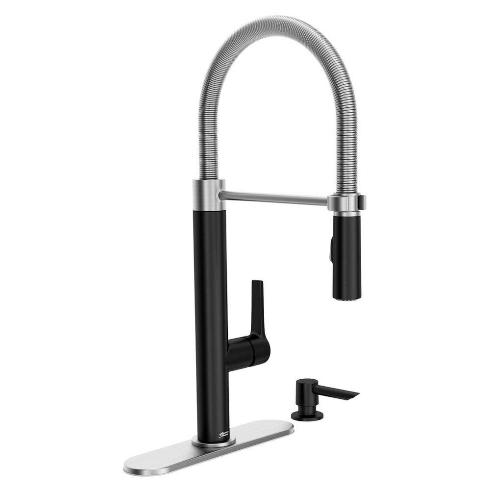 American Standard Matte Black Single Handle Pull Down Kitchen Faucet with Side Spray 