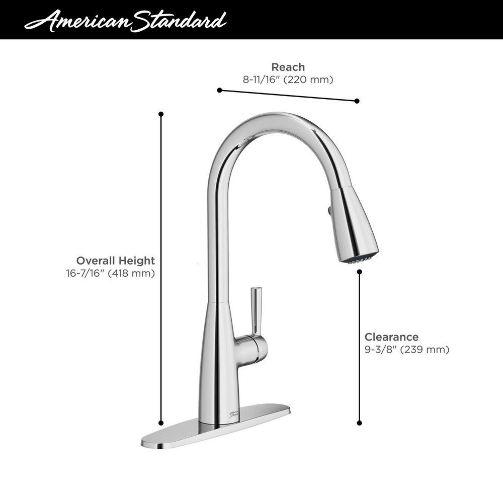 American Standard Polished Chrome Single Handle Pull Down Kitchen Faucet 