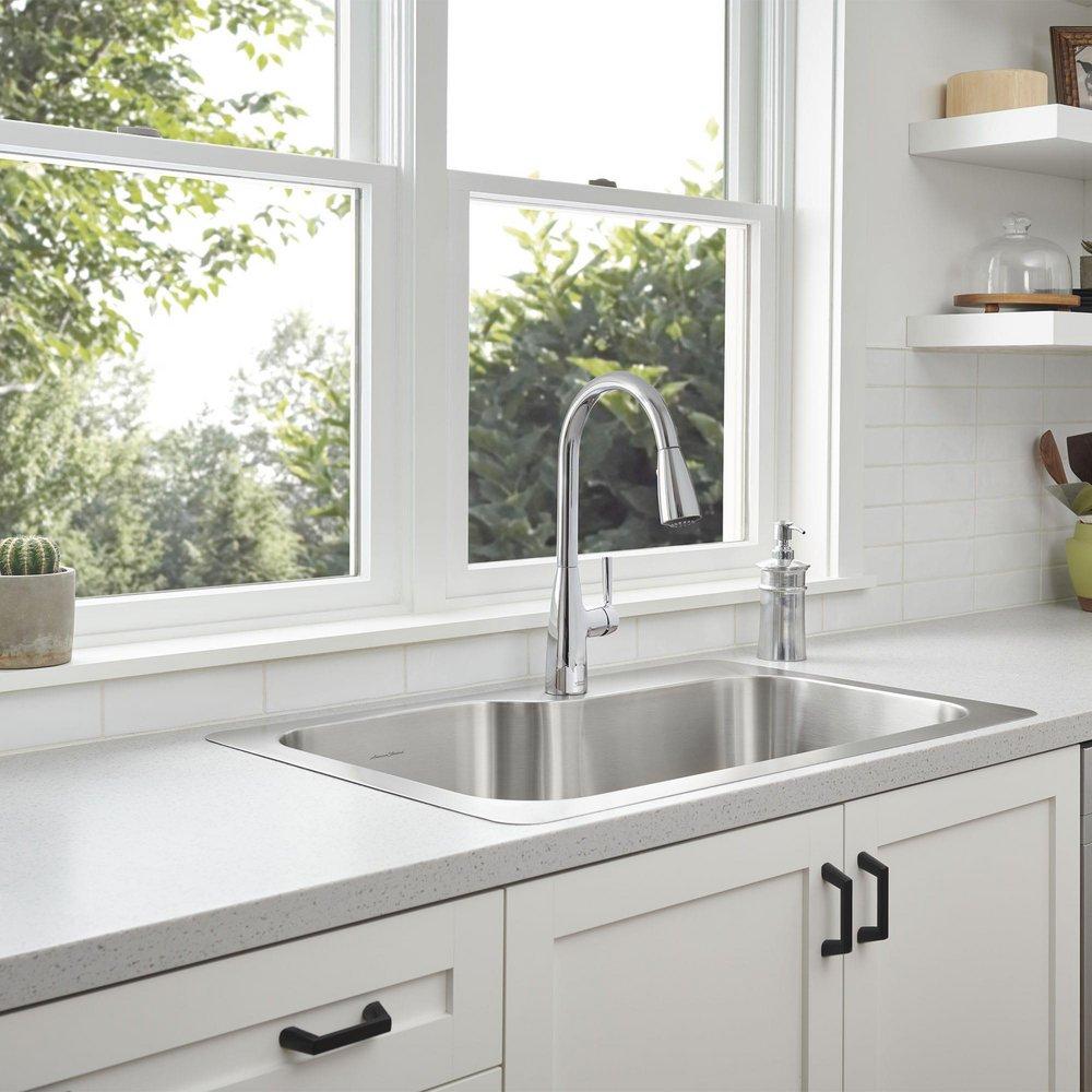 American Standard Polished Chrome Single Handle Pull Down Kitchen Faucet 