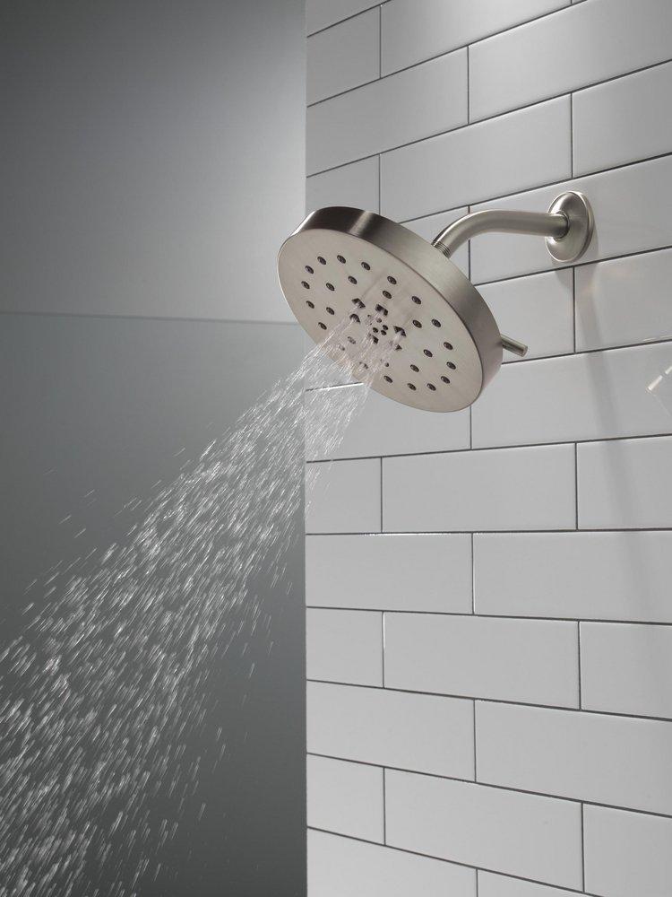Delta Faucet Lumicoat Stainless Multi Function H2Okinetic&reg; PowerDrench&trade; Spray, Massage, H2Okinetic&reg; UltraSoak&trade; Spray and Pause Showerhead 
