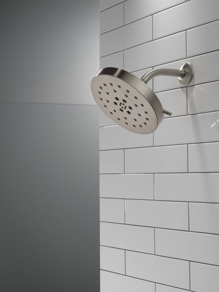 Delta Faucet Lumicoat Stainless Multi Function H2Okinetic&reg; PowerDrench&trade; Spray, Massage, H2Okinetic&reg; UltraSoak&trade; Spray and Pause Showerhead 