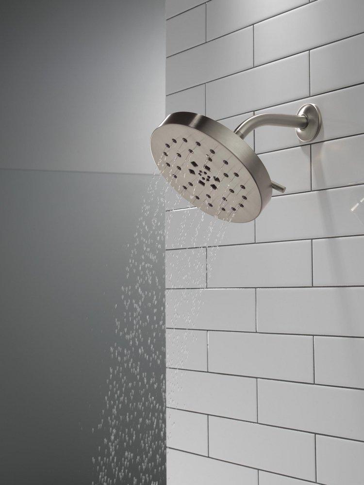 Delta Faucet Lumicoat Stainless Multi Function H2Okinetic&reg; PowerDrench&trade; Spray, Massage, H2Okinetic&reg; UltraSoak&trade; Spray and Pause Showerhead 