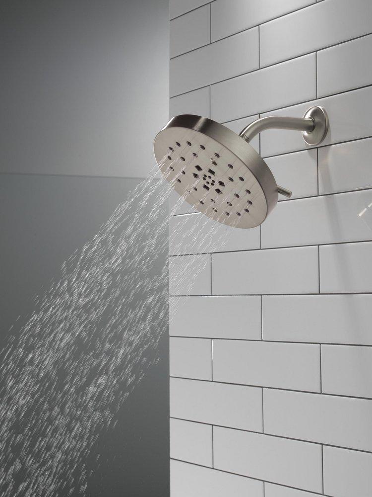 Delta Faucet Lumicoat Stainless Multi Function H2Okinetic&reg; PowerDrench&trade; Spray, Massage, H2Okinetic&reg; UltraSoak&trade; Spray and Pause Showerhead 