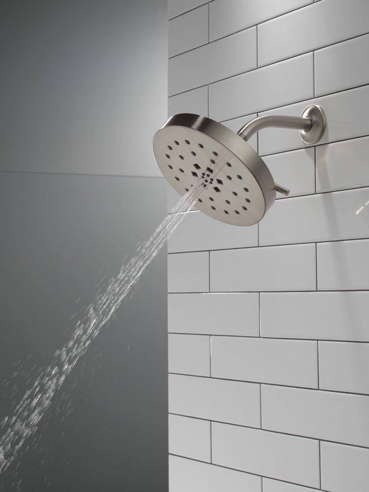 Delta Faucet Lumicoat Stainless Multi Function H2Okinetic&reg; PowerDrench&trade; Spray, Massage, H2Okinetic&reg; UltraSoak&trade; Spray and Pause Showerhead 