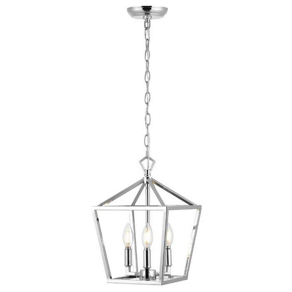 OJAI 10 3-LIGHT IRON CLASSIC MODERN LANTERN LED PENDANT CHROME 