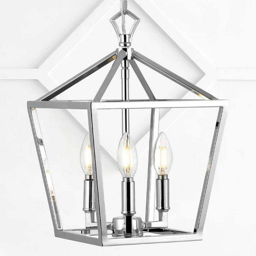 JONATHAN Y Chrome 4W 3-Light Candelabra E-12 LED Outdoor Pendant 