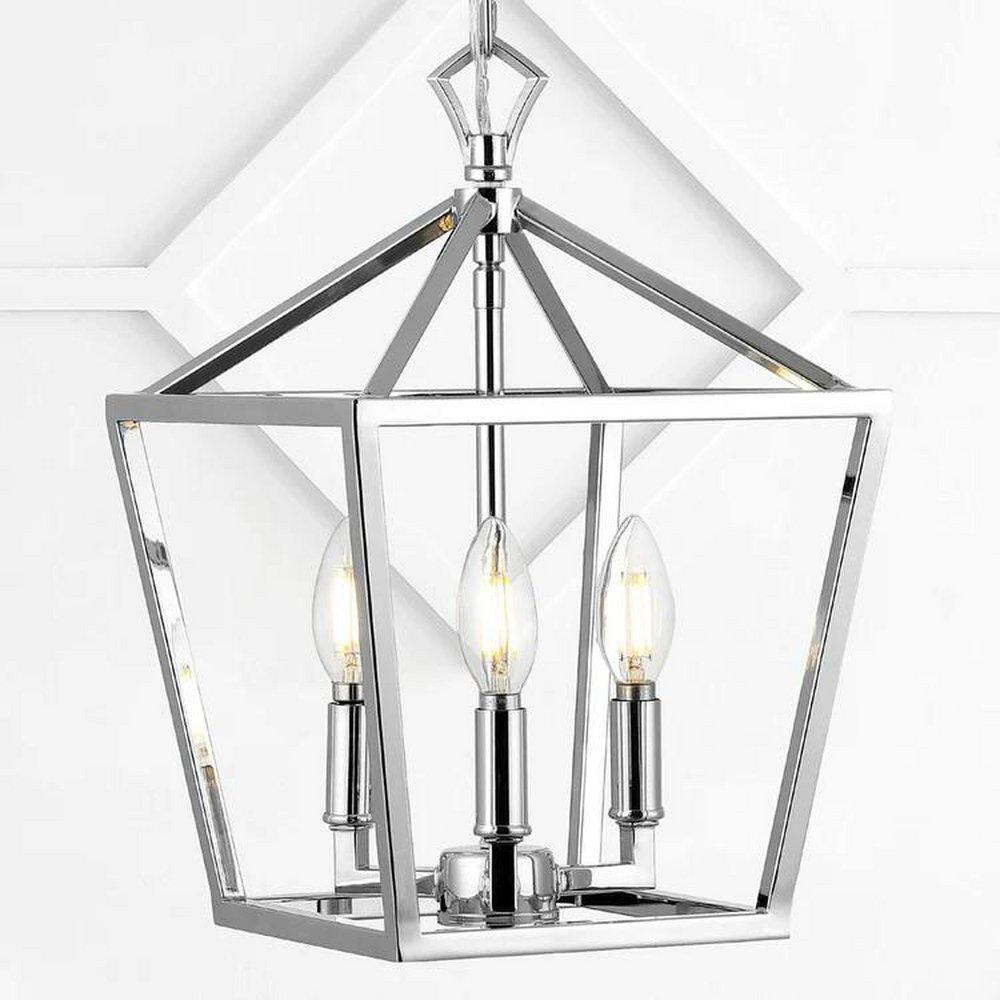 OJAI 10 3-LIGHT IRON CLASSIC MODERN LANTERN LED PENDANT CHROME 