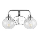 SANDRINE 17.5 2-LIGHT IRON/SEEDED GLASS COTTAGE RUSTIC LED VANITY LIGHT CHROME 