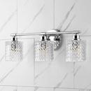 SPAULDING VINTAGE 22 3-LIGHT IRON/CHEVRON PATTERN GLASS FARMHOUSE COTTAGE LED VANITY LIGHT CHROME 