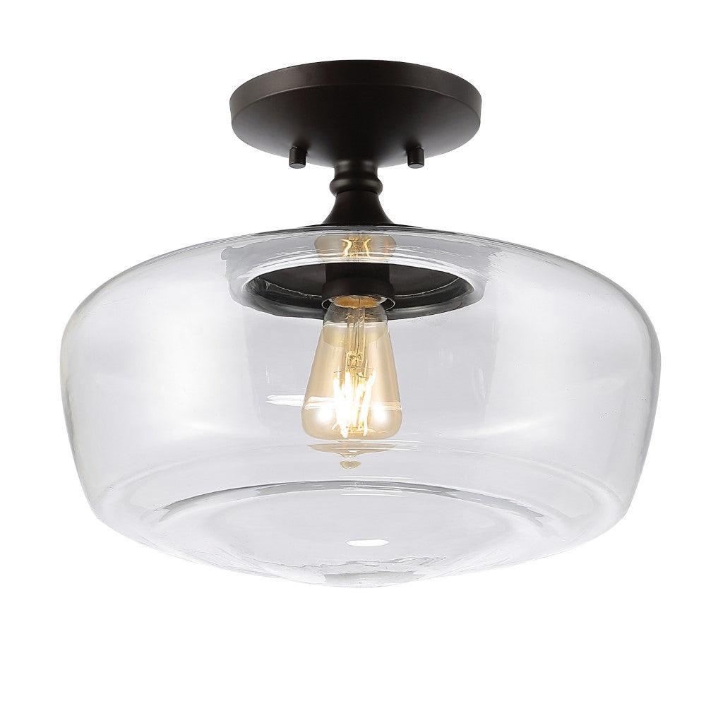 MARFA 14 GLASS/IRON FARMHOUSE MODERN LED FLUSH MOUNT OIL RUBBED BRONZE 