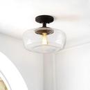 MARFA 14 GLASS/IRON FARMHOUSE MODERN LED FLUSH MOUNT OIL RUBBED BRONZE 