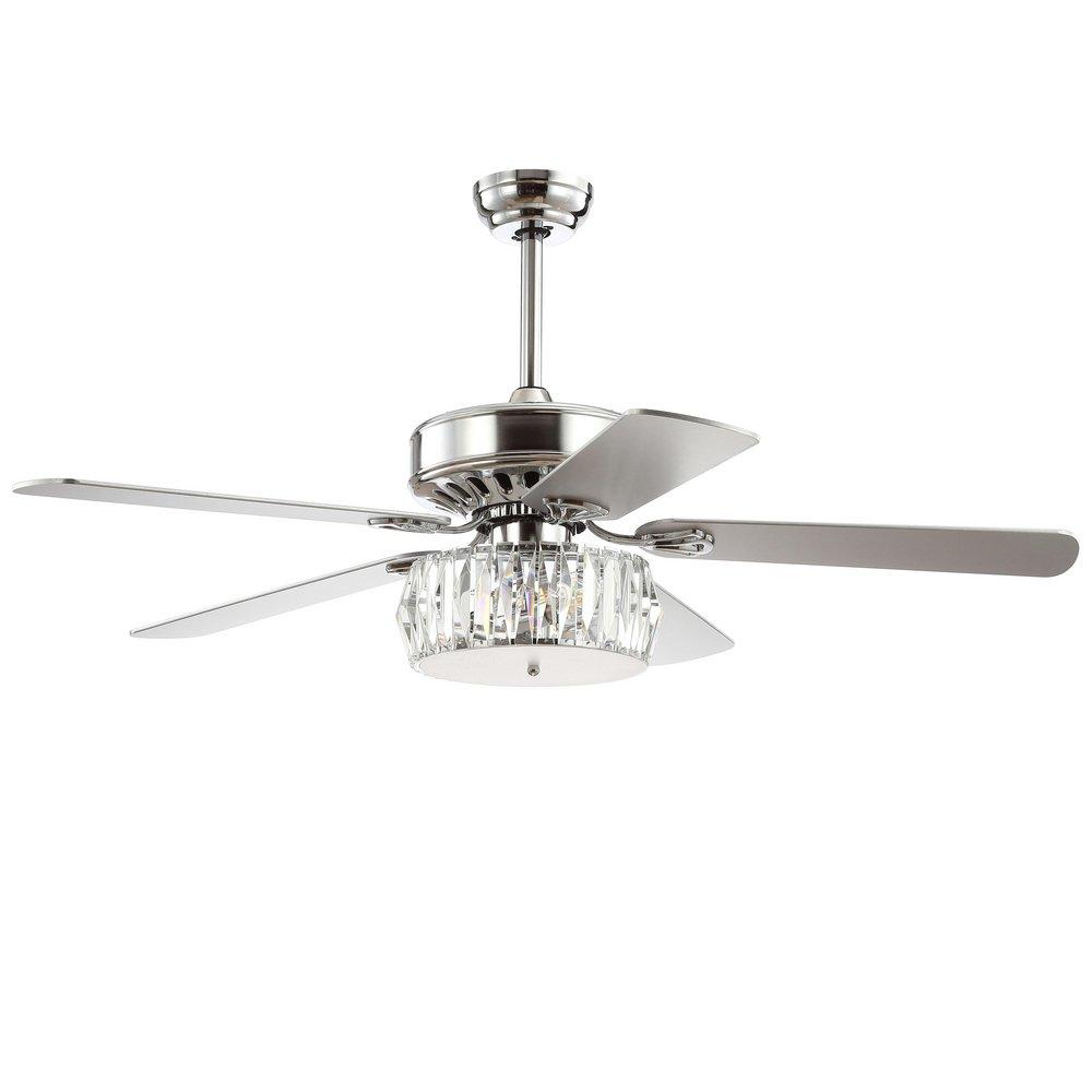 MANDY 52 3-LIGHT CRYSTAL PRISM DRUM LED CEILING FAN WITH REMOTE CHROME BY JONATHAN Y 