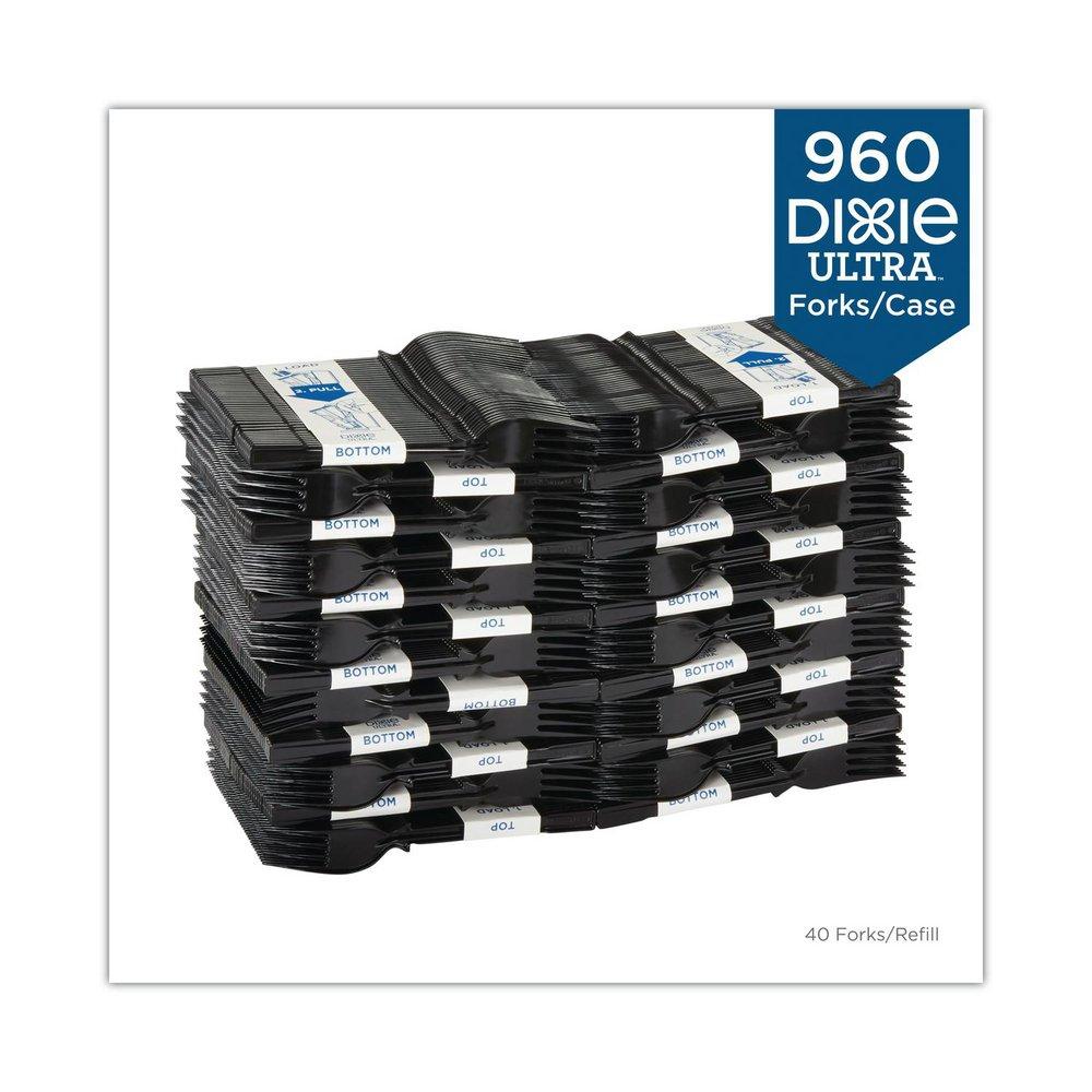 Heavy Weight Black Plastic Forks Refill Packs for Ultra® Smartstock® (960 Per Case) 