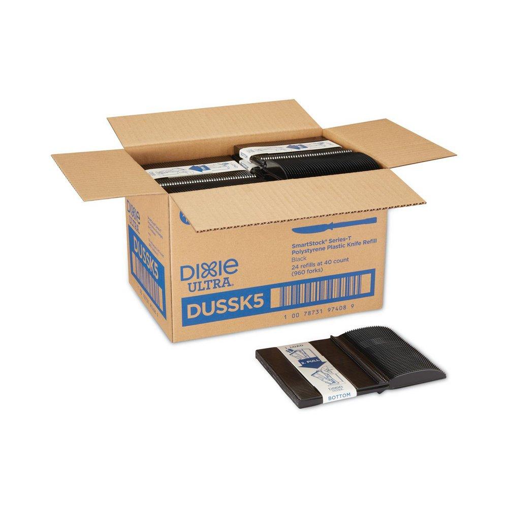 Heavy Weight Black Plastic Knives Refill Packs for Ultra® Smartstock® (960 Per Case) 
