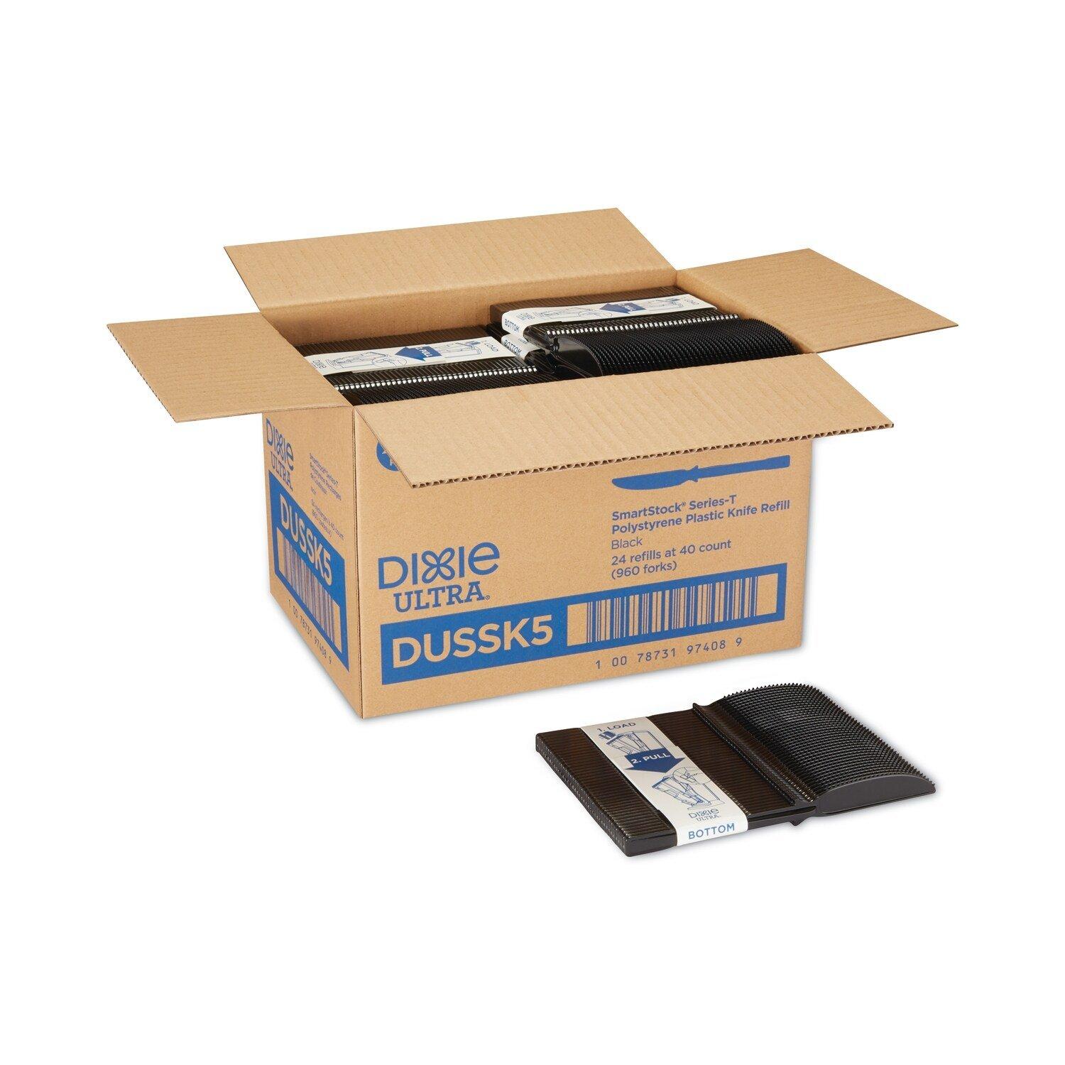 Heavy Weight Black Plastic Knives Refill Packs for Ultra&reg; Smartstock&reg; (960 Per Case) 
