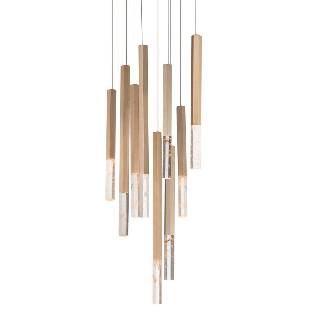 ET2 Lighting Gold 5W 9-Light Integrated LED Pendant Light 