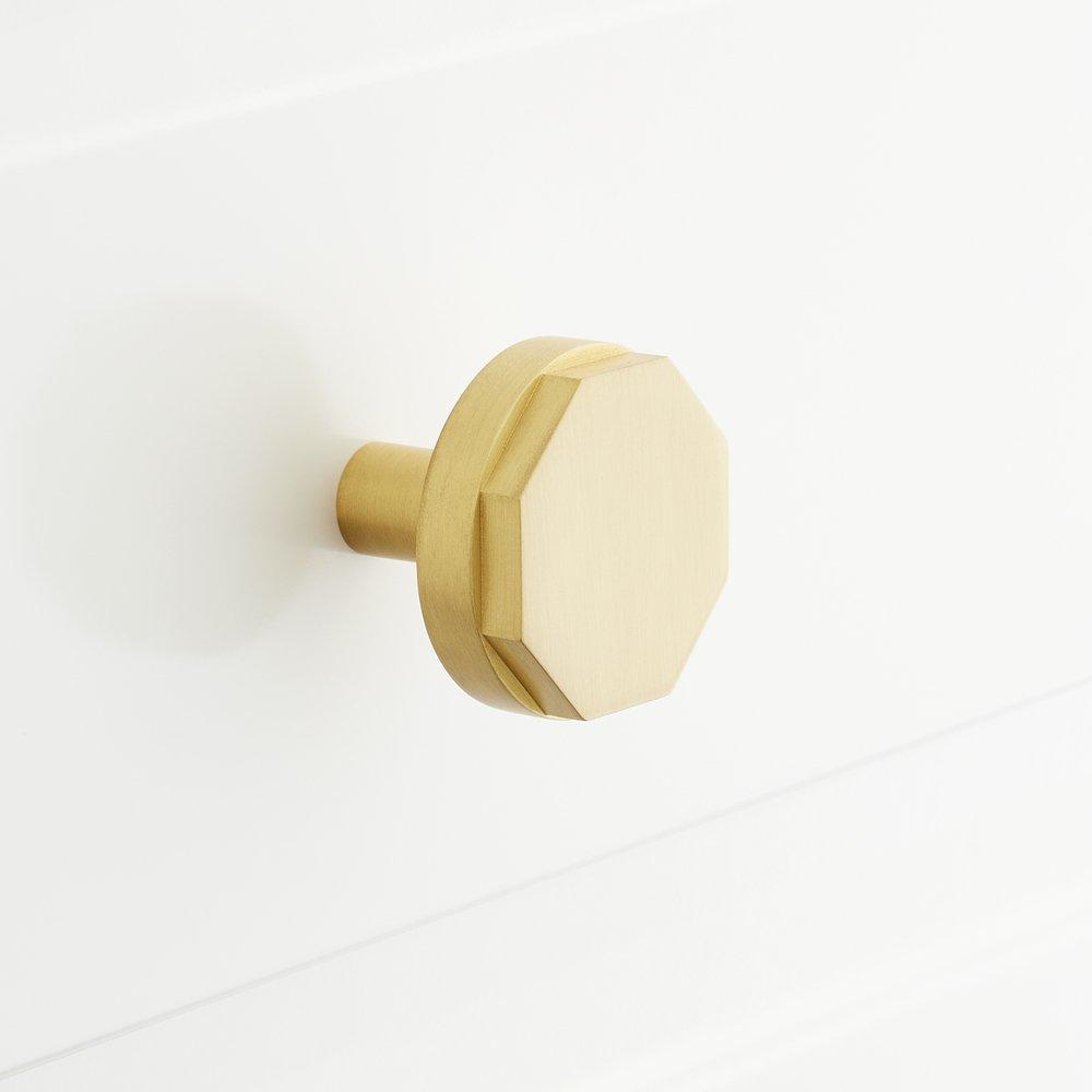 Signature Hardware Satin Brass 1 in. Brass Cabinet Knob 