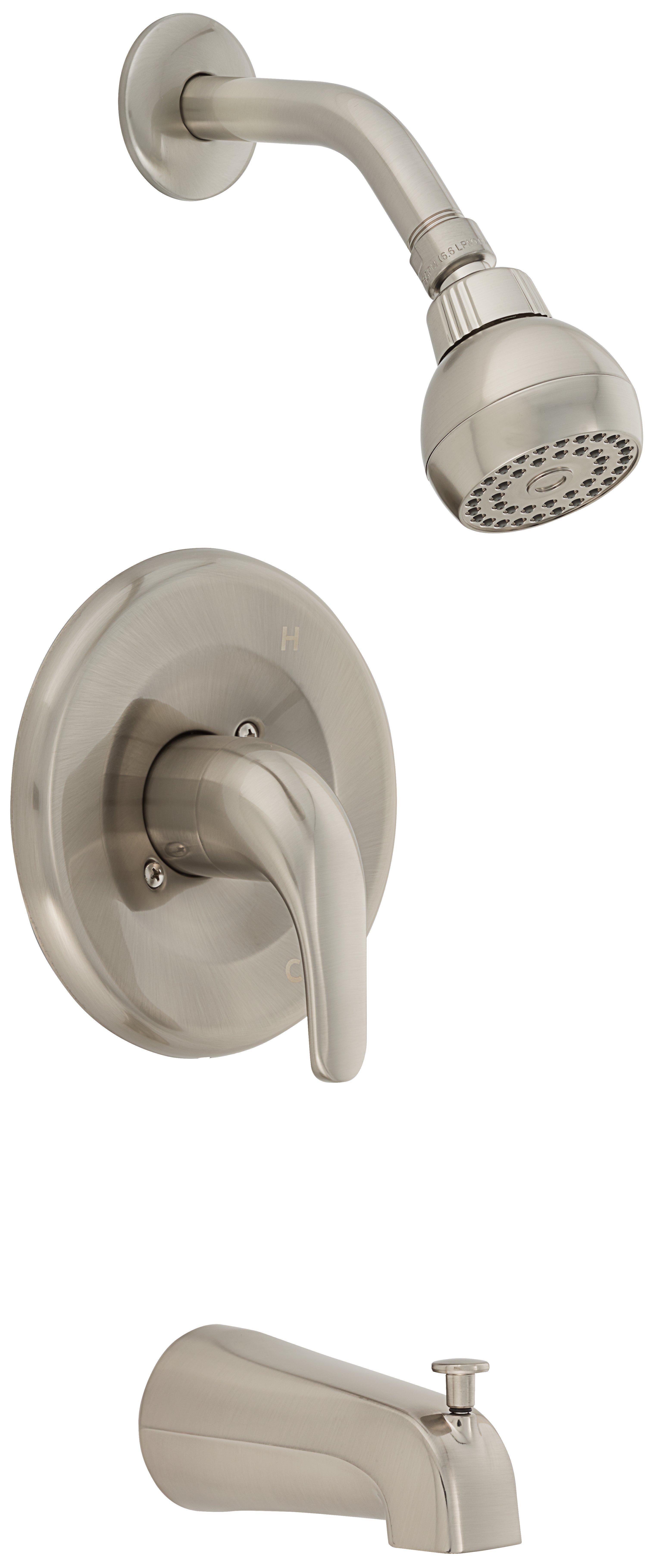 PROFLO&reg; Brushed Nickel One Handle Single Function Bathtub & Shower Faucet (Trim Only) 