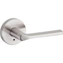 Privacy Door Lever with Round Rosette in Satin Nickel